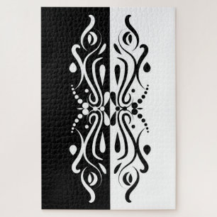 Elegant Black & White Abstracte Harlequin Style Legpuzzel