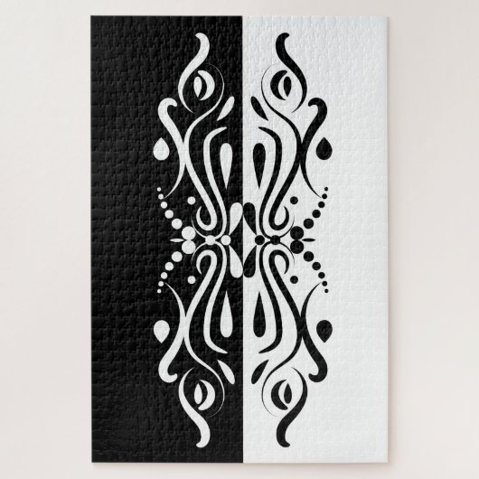 Elegant Black & White Abstracte Harlequin Style Legpuzzel (Verticaal)