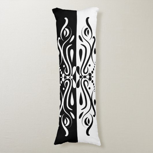 Elegant Black & White Abstracte Harlequin Style Lichaamskussen (Voorkant Verticaal)