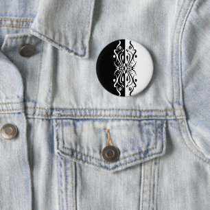 Elegant Black & White Abstracte Harlequin Style Ronde Button 5,7 Cm