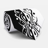 Elegant Black & White Abstracte Harlequin Style Stropdas (Opgerold)