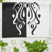 Elegant Black & White Abstracte Harlequin Style Theedoek (Gevouwen)