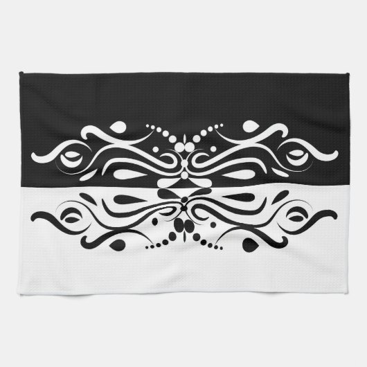 Elegant Black & White Abstracte Harlequin Style Theedoek (Horizontaal)