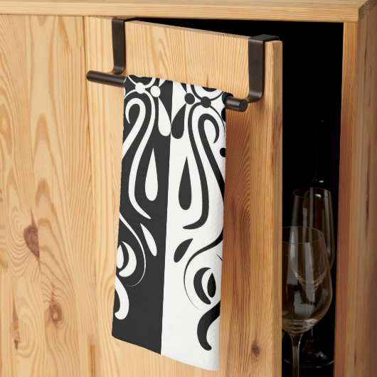 Elegant Black & White Abstracte Harlequin Style Theedoek (Derde Gevouwen)