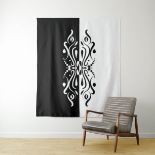 Elegant Black & White Abstracte Harlequin Style Wandkleed