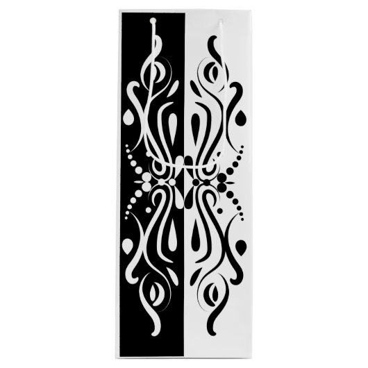 Elegant Black & White Abstracte Harlequin Style Wijn Cadeautas (Voorkant)