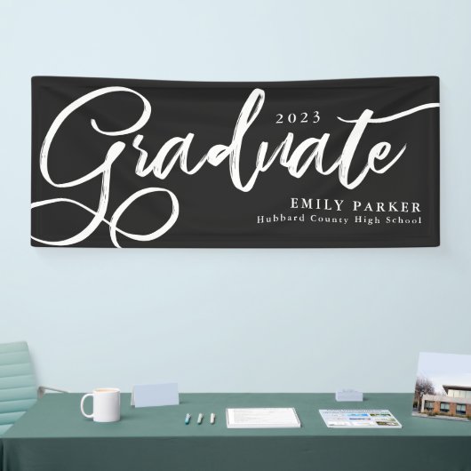 Elegant Black White Afstuderen Spandoek (Beurs)