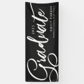 Elegant Black White Afstuderen Spandoek (Verticaal)