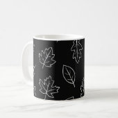 Elegant Black & White Autumn Leaf Coffee Mug – Min (Devant gauche)