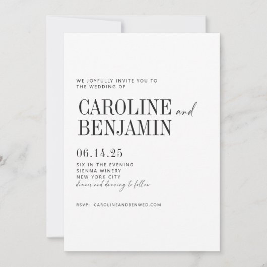 Elegant Black White Background Weddenschap All in  Kaart (Voorkant)