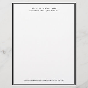 Elegant Black White Border Kantoor Professional Briefhoofd