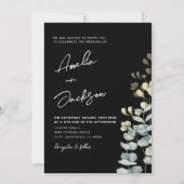 Elegant Black & White Botancial Wedding Kaart (Voorkant)