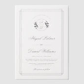 Elegant black, white branch and initials wedding vellum uitnodigingen (Voorkant)