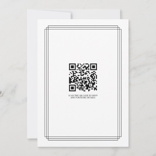 Elegant black, white branch and QR code wedding Kaart (Achterkant)