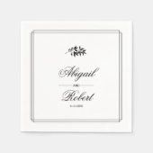 Elegant black, white branch triple border wedding servet (Voorkant)
