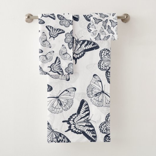 Elegant Black White Butterfly Design Bad Handdoek (Insitu)