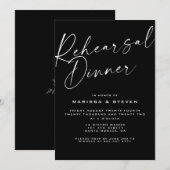 Elegant Black White Calligraphy Rehearsal Dinner Kaart (Voorkant / Achterkant)