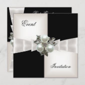 Elegant Black White Check Pearl Jewel Bow Kaart (Voorkant / Achterkant)