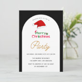 Élégant Black & White Christmas Party Invitation (Debout devant)