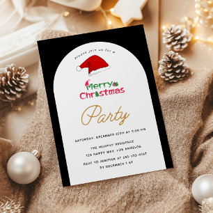 Élégant Black & White Christmas Party Invitation