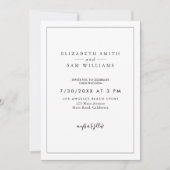 Elegant Black White Classic Minimal Wedding Kaart (Voorkant)