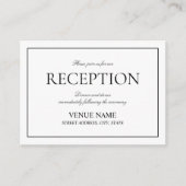 Elegant Black & White Classic Script Reception Informatiekaartje (Voorkant)