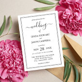 Elegant Black & White Classic Script Weddenschap Kaart