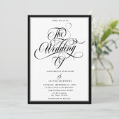 Elegant Black & White Classic Wedding Kaart (Staand voorkant)