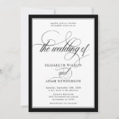 Elegant Black & White Classic Wedding Kaart (Voorkant)