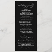 Elegant Black & White Classic Wedding Programma (Achterkant)