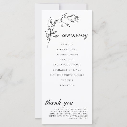 Elegant Black & White Crest Ceremony Program (Achterkant)