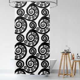 Elegant Black & White Curly Swirls Showgordijn Douchegordijn