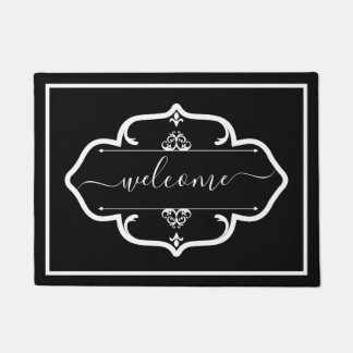 Elegant Black White Custom Decorated welcome Deurmat