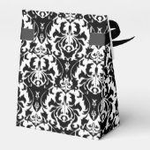 Elegant Black & White Damask Bedankdoosjes (Achterkant)
