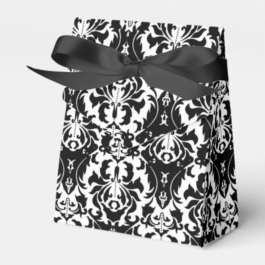 Elegant Black & White Damask Bedankdoosjes (Voorkant Zijde)