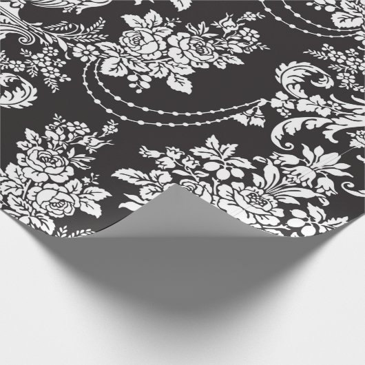 Elegant Black White Damask Cadeaupapier (Hoek)