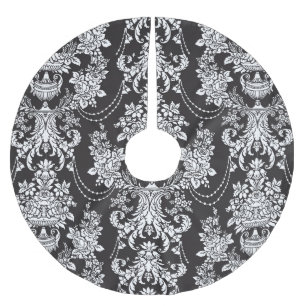 Elegant Black White Damask Kerstmis Kerstboom Rok