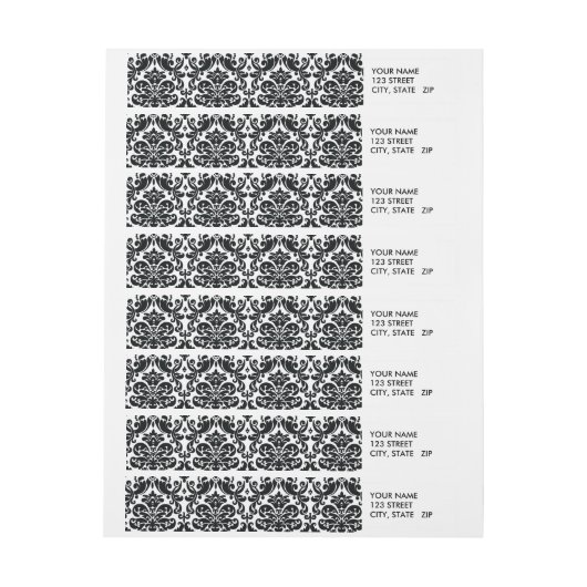 Elegant Black White Damask Pattern (Vel)