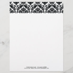 Elegant Black White  Damask Pattern Briefhoofd Sjabloon