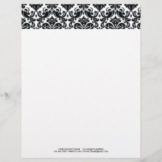 Elegant Black White Damask Pattern Briefhoofd Sjabloon