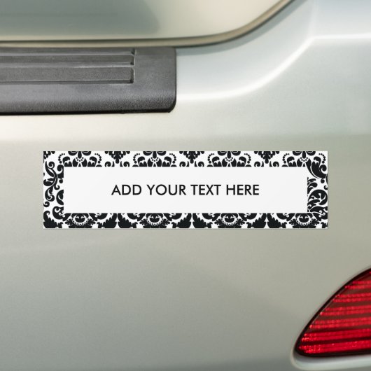 Elegant Black White  Damask Pattern Bumpersticker (Op auto)