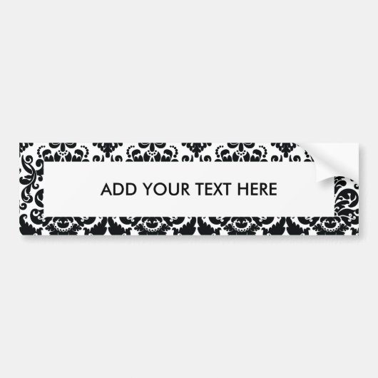Elegant Black White  Damask Pattern Bumpersticker (Voorkant)