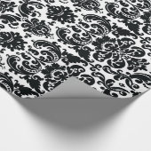 Elegant Black White Damask Pattern Cadeaupapier (Hoek)