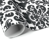 Elegant Black White Damask Pattern Cadeaupapier (Rol Hoek)