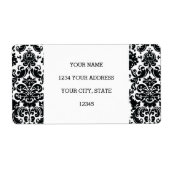 Elegant Black White  Damask Pattern Etiket (Voorkant)