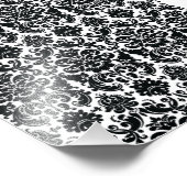 Elegant Black White  Damask Pattern Foto Afdruk (Hoek)