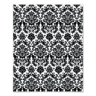 Elegant Black White Damask Pattern Foto Afdruk