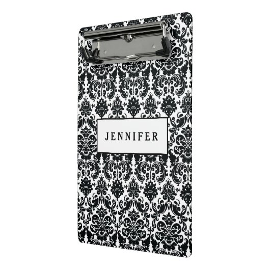 Elegant Black White  Damask Pattern Mini Klembord (Angled2)