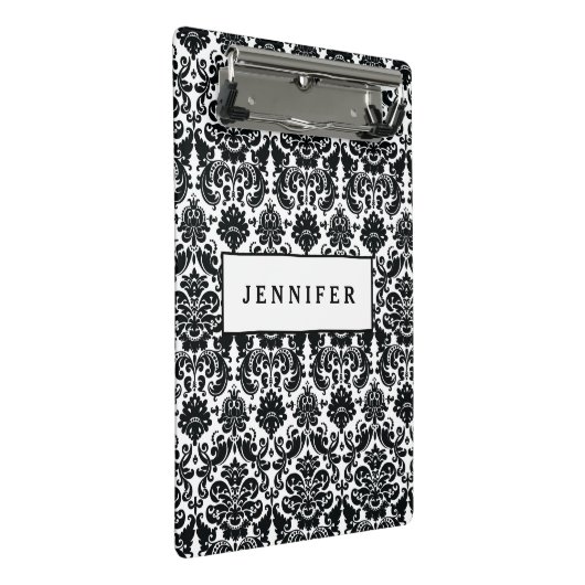 Elegant Black White  Damask Pattern Mini Klembord (Schuin)