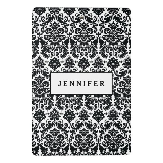 Elegant Black White  Damask Pattern Mini Klembord (Achterkant)